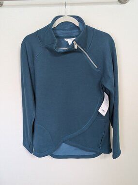 ATHLETA Sweatshirt Teal Cozy Karma Asym Pullover Long Sleeve Women's Size M